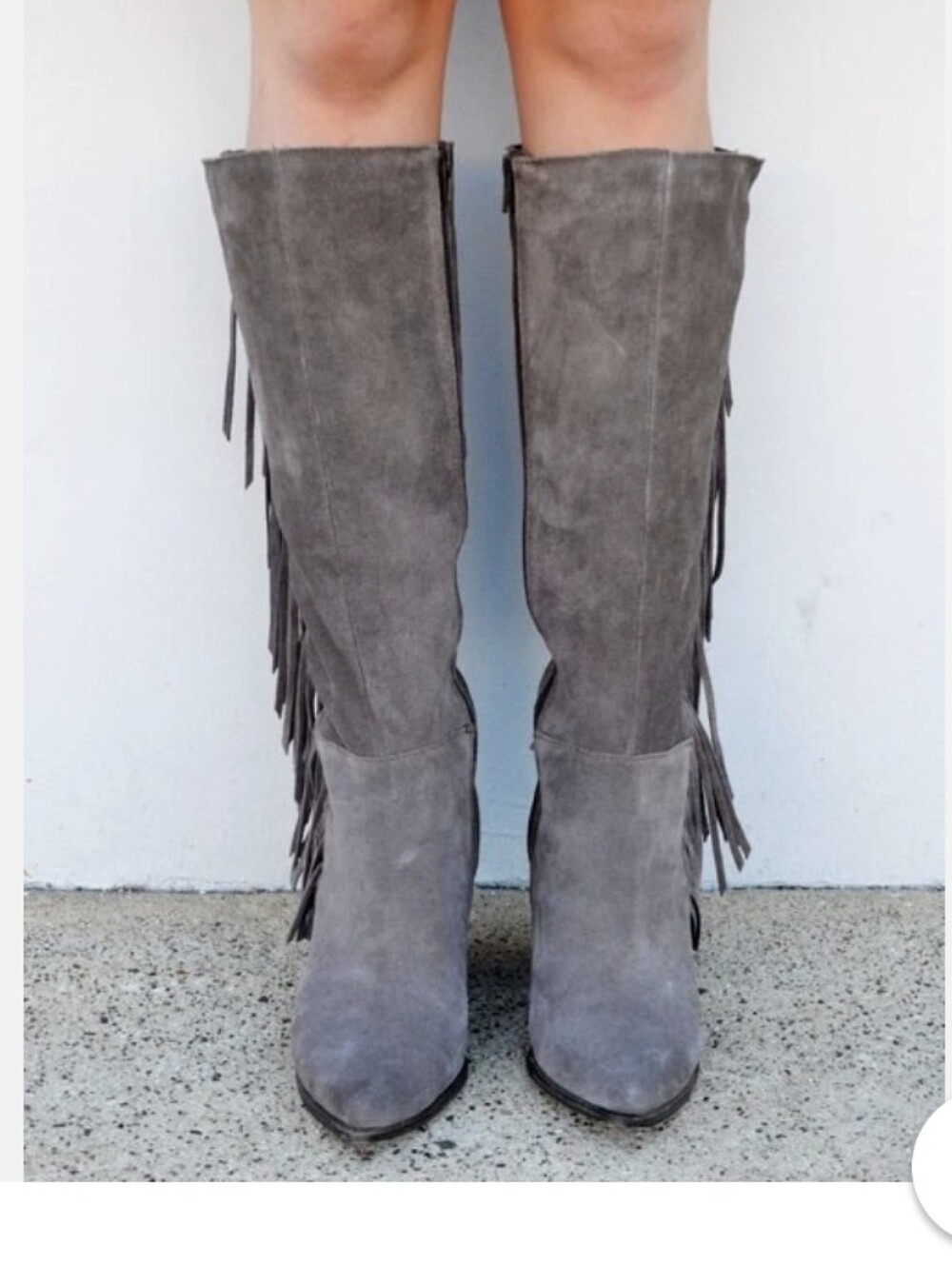 Steve Madden Cacos Gray Suede Over-the-Knee Fringe Boots Size 9